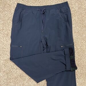 Eddie Bauer Cargo Joggers Women 10 Navy Blue Flannel Lined Hiking Pants